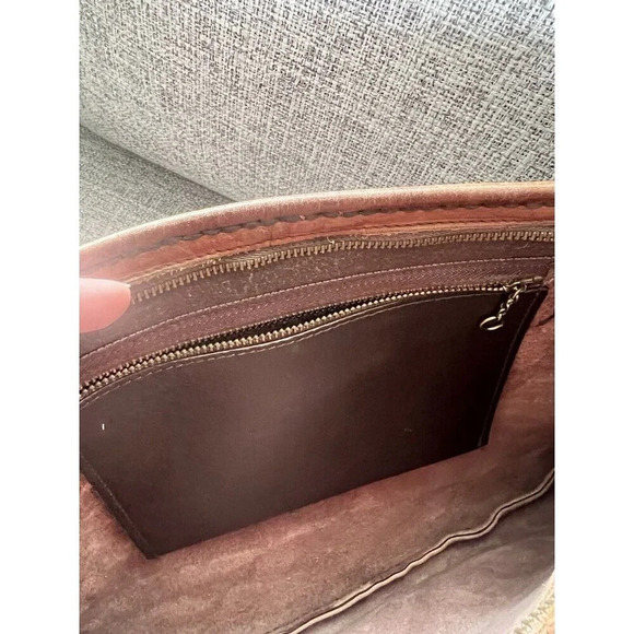 Vtg Brown Leather Shoulder Bag Boho Native American Polychrome Geometric Figure - Picture 7 of 11